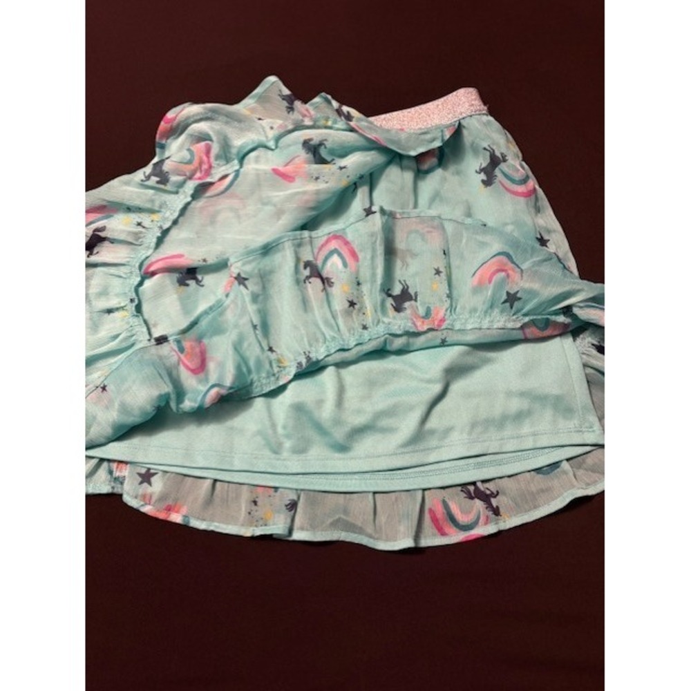 Sonoma girls size 12, unicorn and rainbow themed skirt, teal background - Picture 6 of 7
